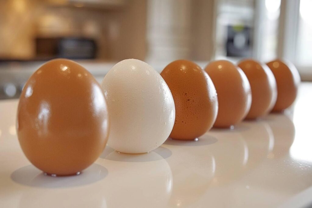 œufs catégorie A alignés frais et brillants